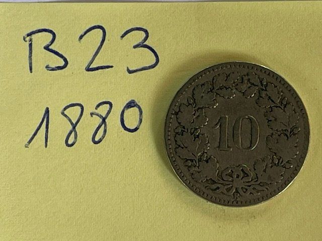 Tutti le monete: 10 Rappen - Schweiz - 1880 – Usato da Niederwil AG venduto da dahu75
