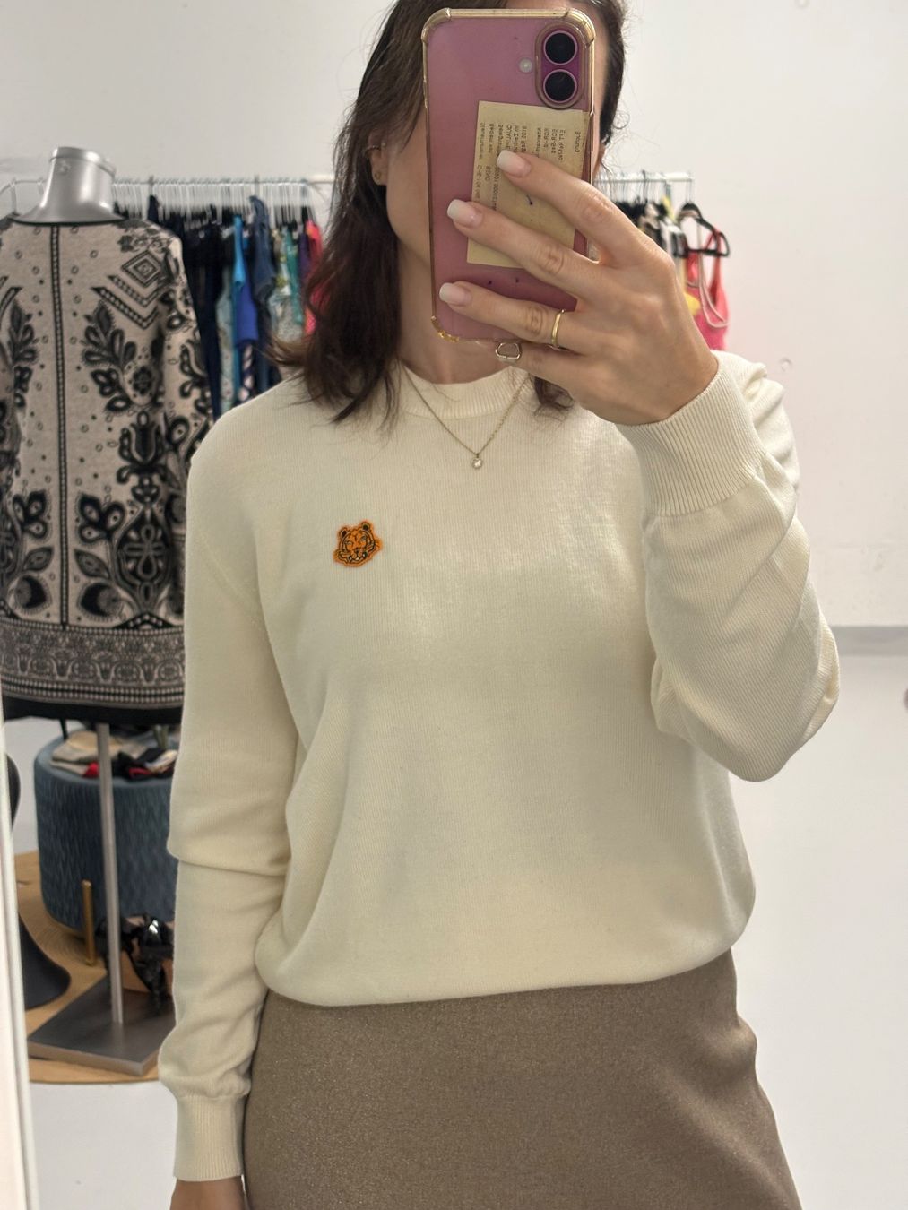 Kenzo Maglioni & Felpe: Kenzo Pullover creme mit Tiger Logo Gr. L Wolle – Nuovo (secondo la descrizione) da Regensdorf venduto da sec_l5cr
