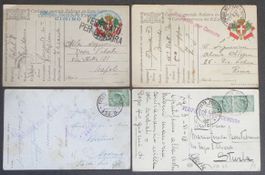 ITALIA: 4 cartoline, posta militare, 1917+1918