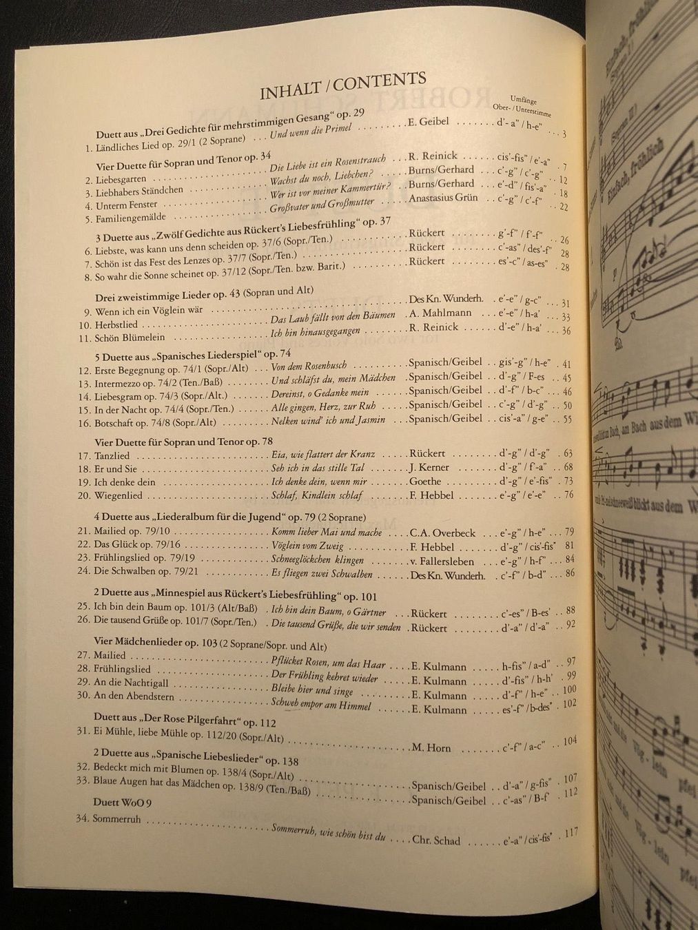 Libri: Schumann Duette – Usato da Bottmingen venduto da Botbas 2