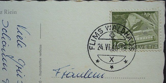 Cartoline postali: FLIMS-WALDHAUS mit Piz Riein – Usato da Jona venduto da philajona 1