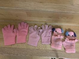 3 Paare rosa Handschuhe Mädchen für 3-6 jahre