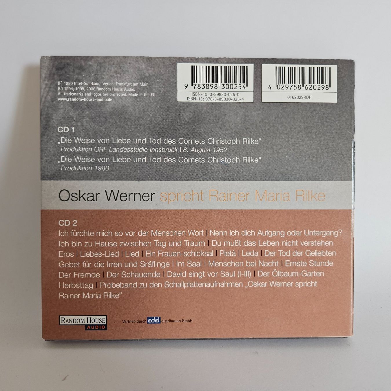 Audiolibri: Oskar Werner spricht Rainer Maria Rilke 2 CD – Usato da Basel venduto da bea_cs7h 1