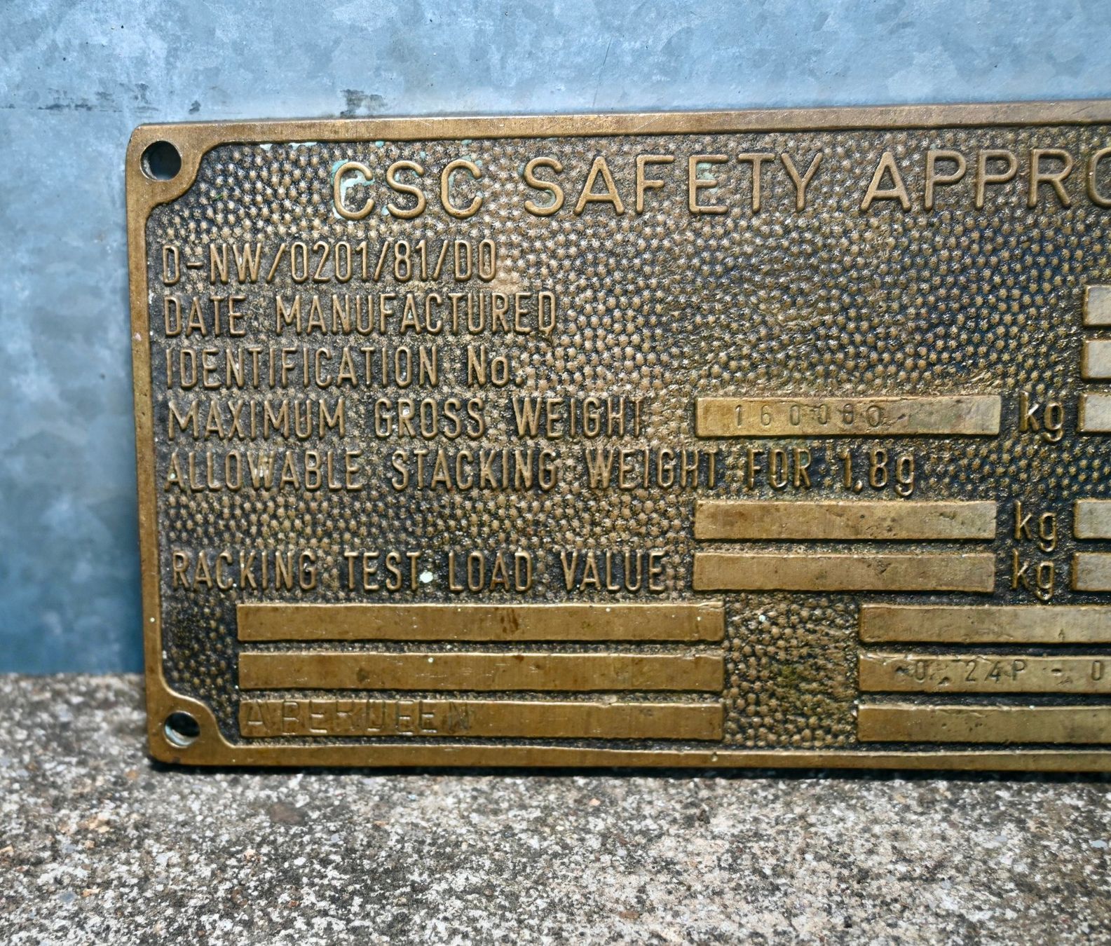 Schilder: älteres MESSINGSCHILD Container ? CSC SAFETY APPROVAL – Gebraucht aus Pfaffhausen von mono_rec 1
