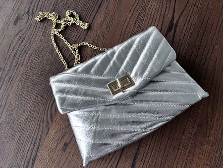 Abendtasche, Clutch VERA MONT, silber/gold 👝👜🎉🎊🍾🥂