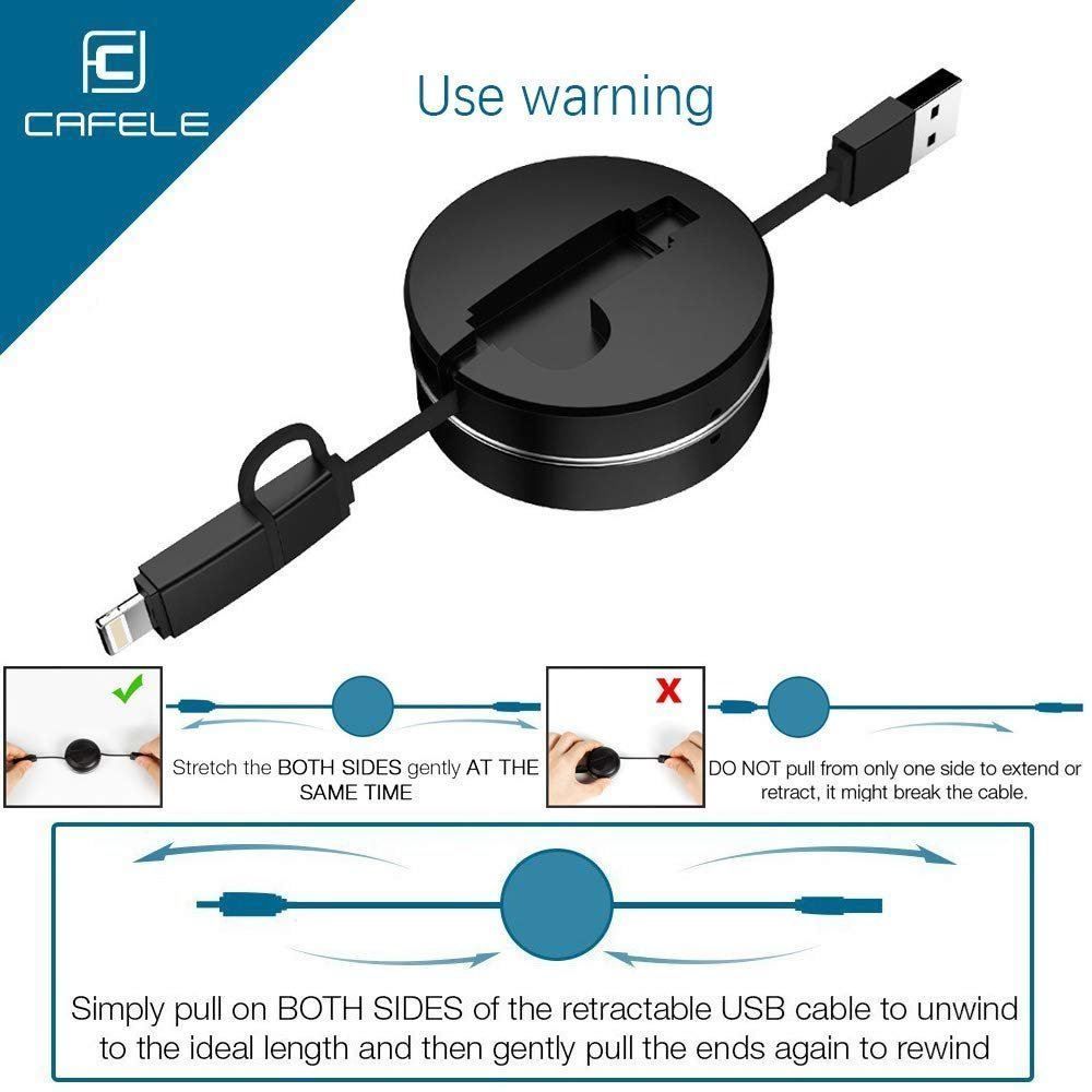 Câbles: Câble chargeur rétractable IOS&Micro USB – Neuf avec emballage d'origine à Morges par DigiAC 3
