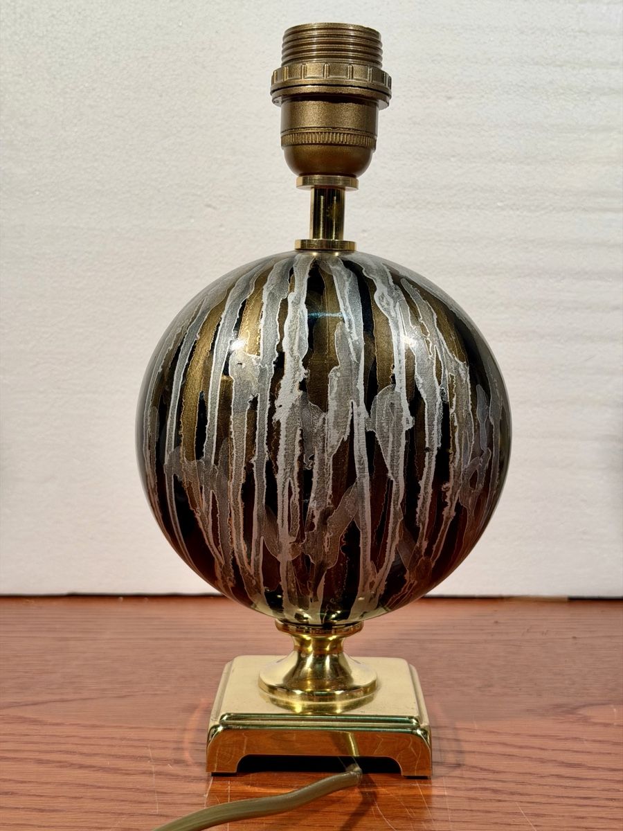 Lampade: Hollywood Regency Brass & Ceramic Table Lamp 1970 – Usato da Lausanne venduto da artnouveau04