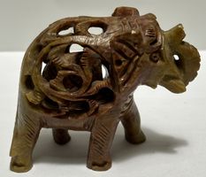 Elefant schwanger Stein Handgeschnitzt 6cm Kunsthandwerk
