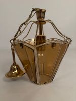Hängelampe Messing & Rauchglas 70er Jahre