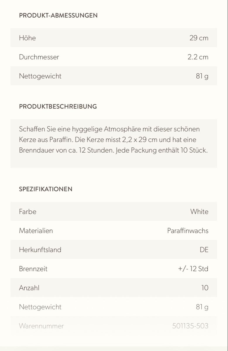 Kerzen: Stabkerzen Weiss Paraffin 29cm Neuware – Neu und originalverpackt aus Näfels von Siljab 4