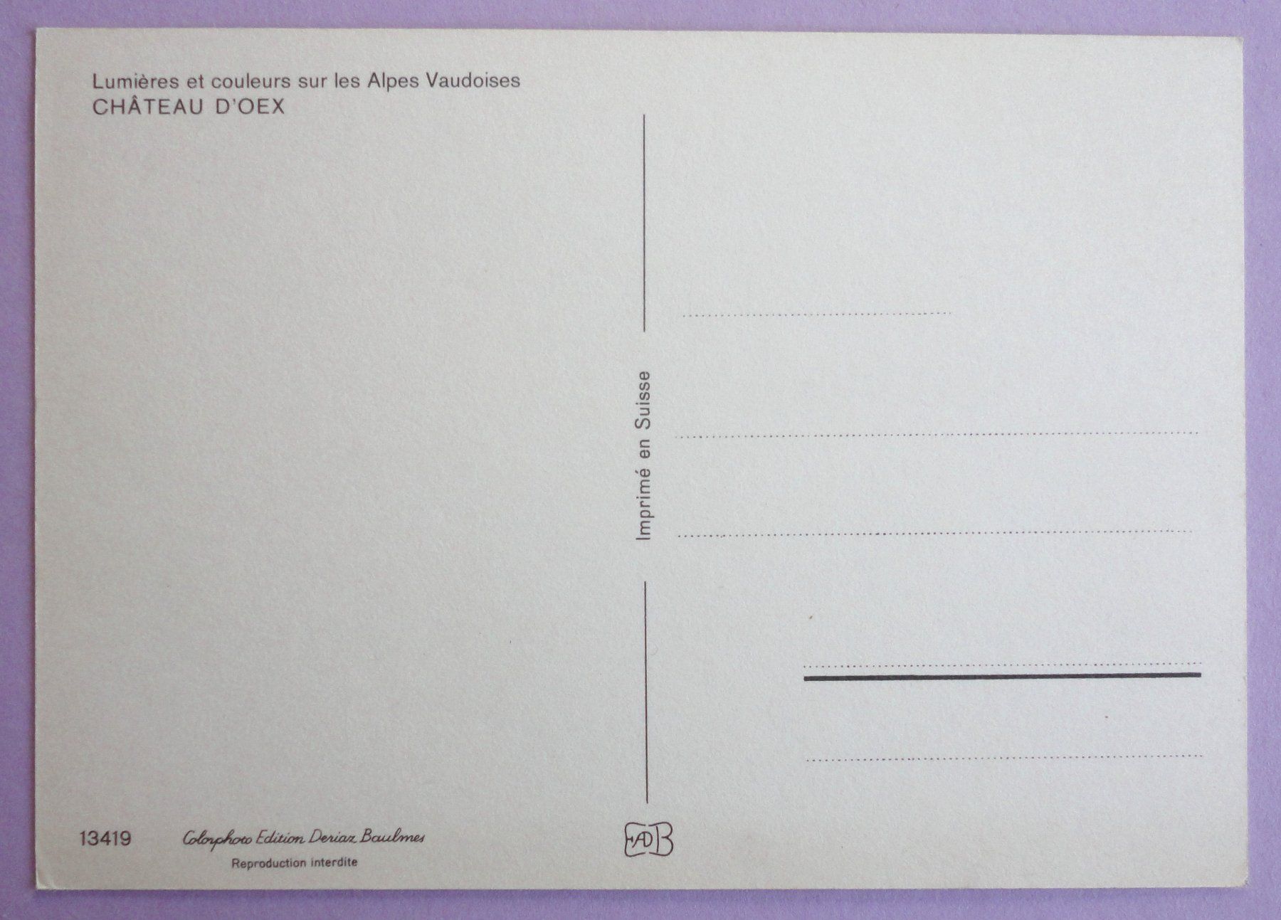 Cartes postales: Château d'Oex – D'occasion à Fétigny par Billy2miny 1