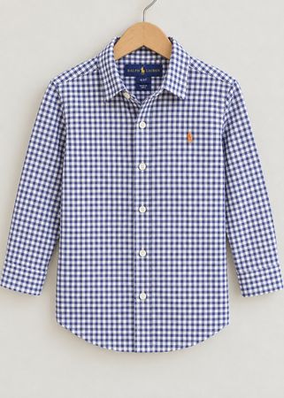 Kinder Hemd Ralph Lauren kariert blau weiss Grösse 4/4T