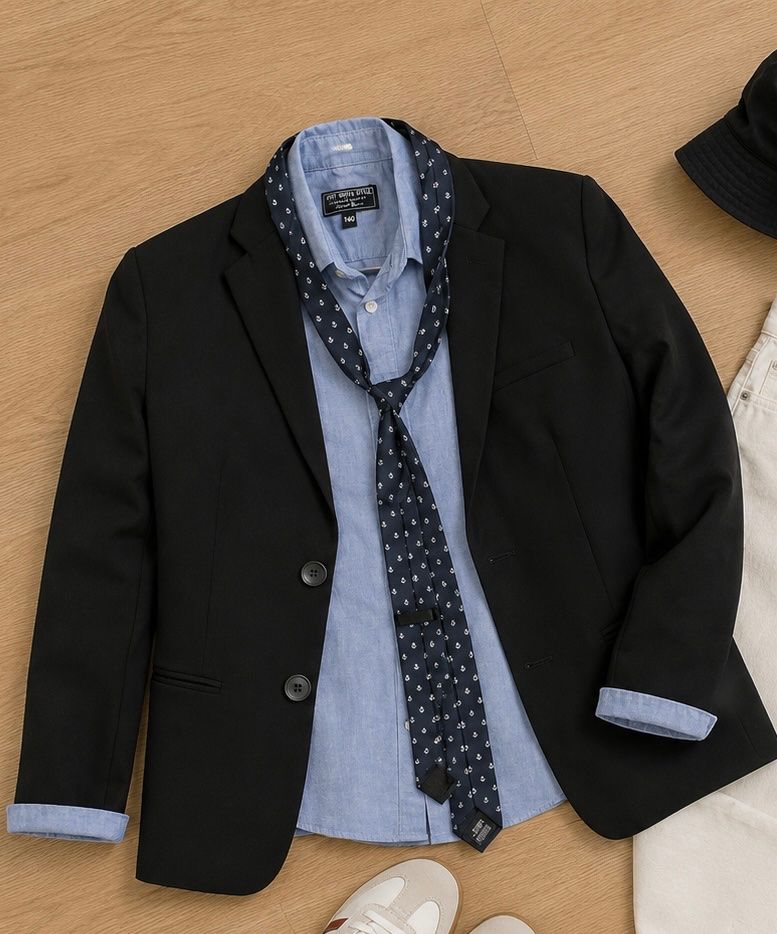 Camicie, T-shirt & Polo: Schwarzer Blazer mit Hemd und Krawatte, Grösse 140/146 – Usato da Zürich venduto da Marianne72