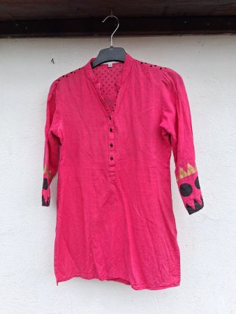 Indidche Damen Tunika pink mit Muster, XS, guter Zustand