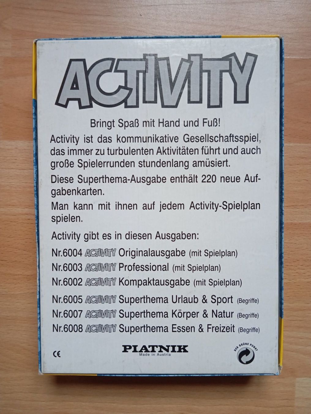 Spiele: PIATNIK "Activity; Urlaub & Sport" mit Spielplan ab 12 – Gebraucht aus Zeneggen von shemesh_ 2