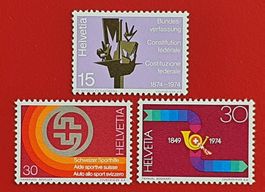 WERBEMARKEN SATZ 558 -560 BUNDESVERFASSUNG 1974** POSTFRISCH