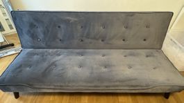 Schlafsofa grau Veloursoptik 