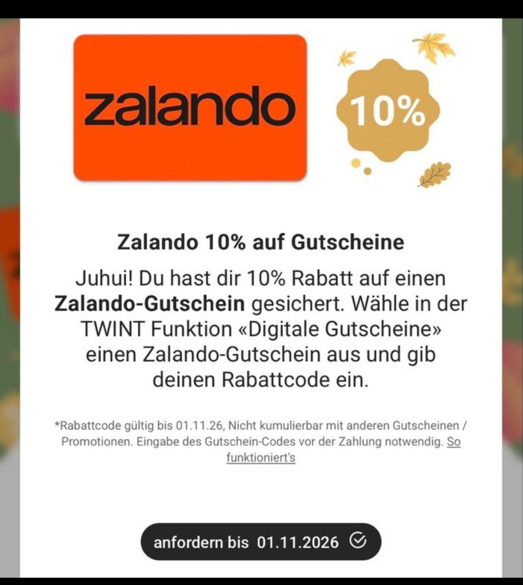 Bons: Zalando Rabattcode 10% auf Gutschein – Neuf avec emballage d'origine à St. Gallen par lut_7fby