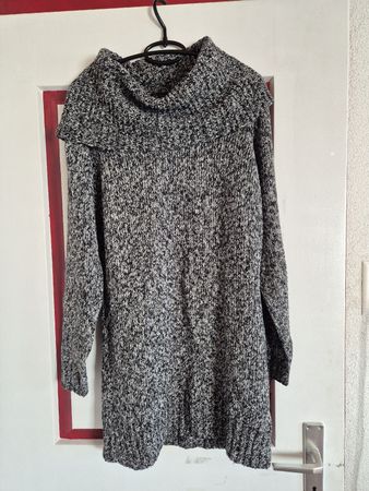 Winter Rollkragenpullover üGrobstrick Grau/Schwarz Gr. L