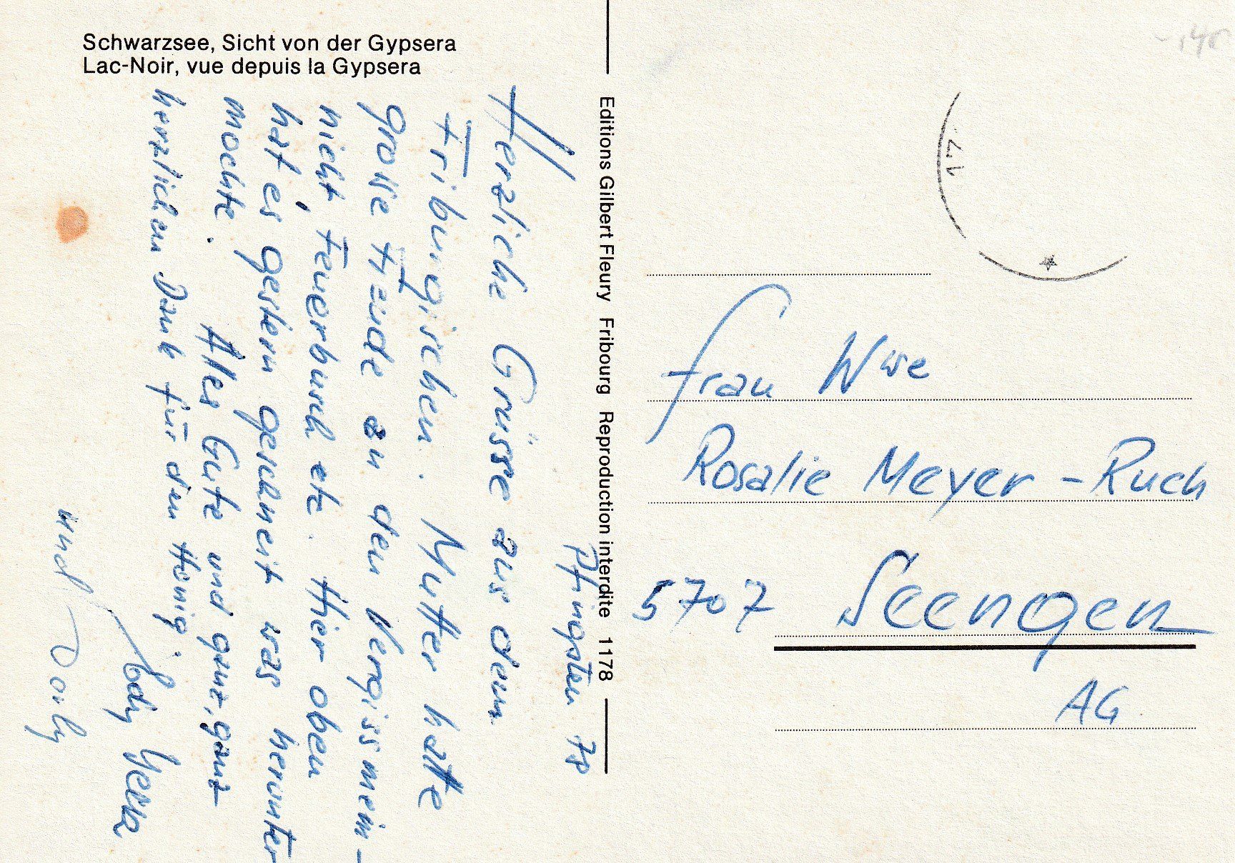 Cartoline postali: AK Schwarzsee - gelaufen 1978 – Usato da Fribourg venduto da schnalla92 1