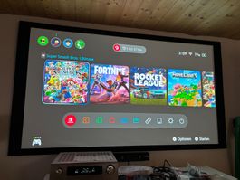 Beamer Acer HD mit Leinwand und Deckenhalterung