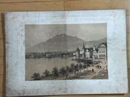 Eugene Ciceri antike Ansicht von Luzern mit Pilatus