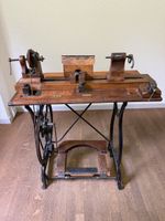 Tour à bois ancien / machine à coudre restaurée - pièce uniq