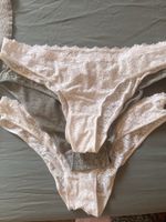Slip 40 3Stück, offweiss und oliv, blumige Spitze