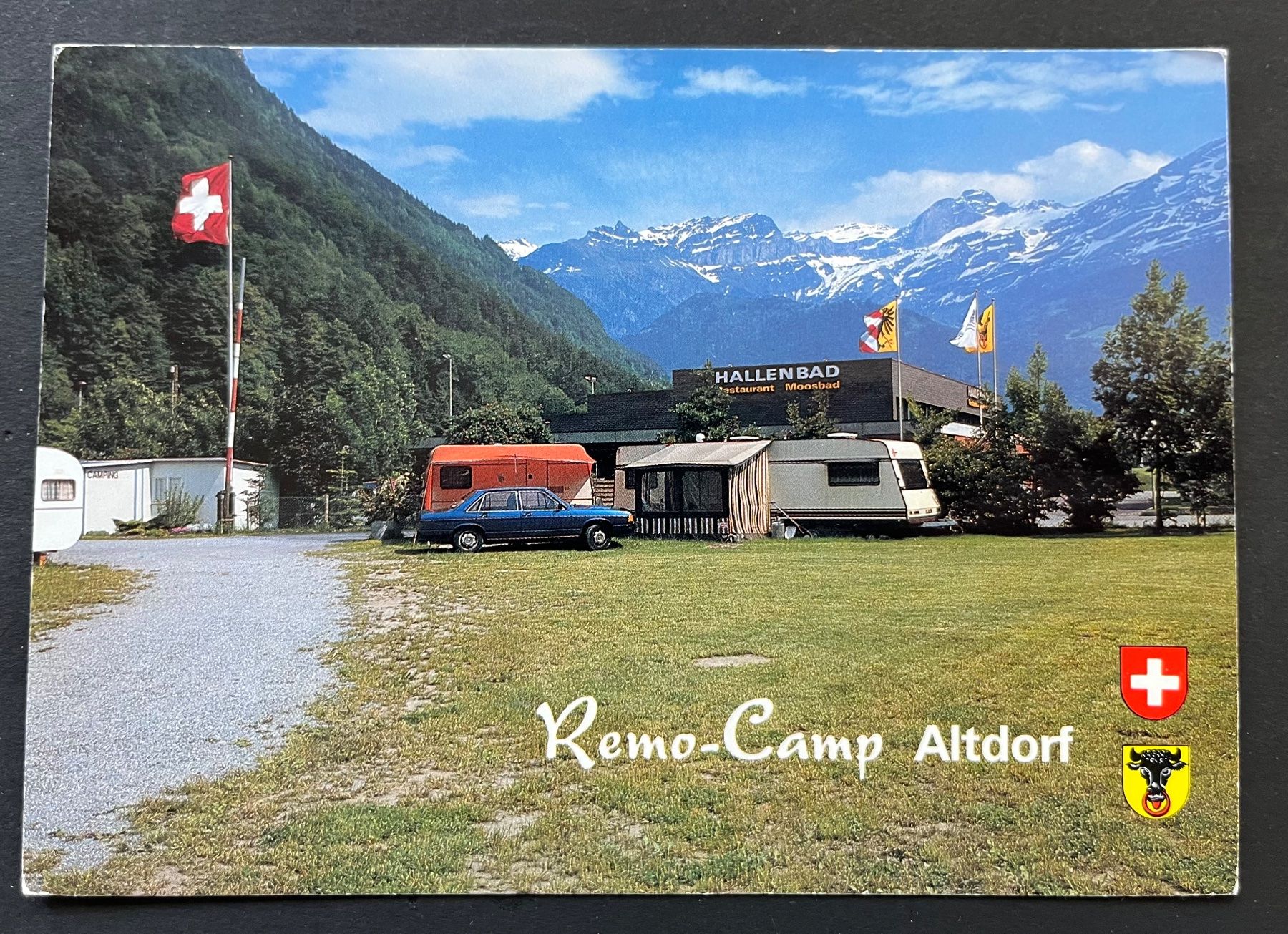 Cartoline postali: Altdorf Remo-Camp Moosbad, Hallenbad – Usato da Ostermundigen venduto da DaxKarten-75