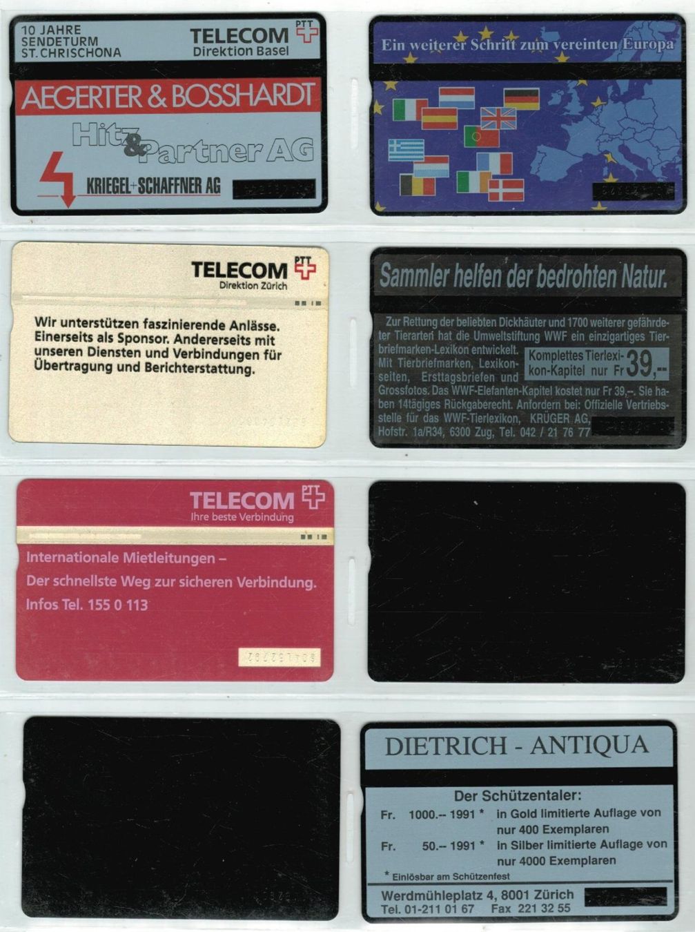 Schede telefoniche: 8 Taxcards – Usato da Zürich venduto da Tolima194 1