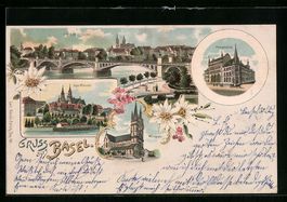 Litho Basel, Wettsteinbrücke, Postgeb