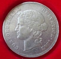 Uralter Fünfliber, 5 Franken, 1892, gut erhalten