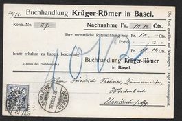 Basel illustrierte Postkarte Buchhandlung Krüger-Römer 1903