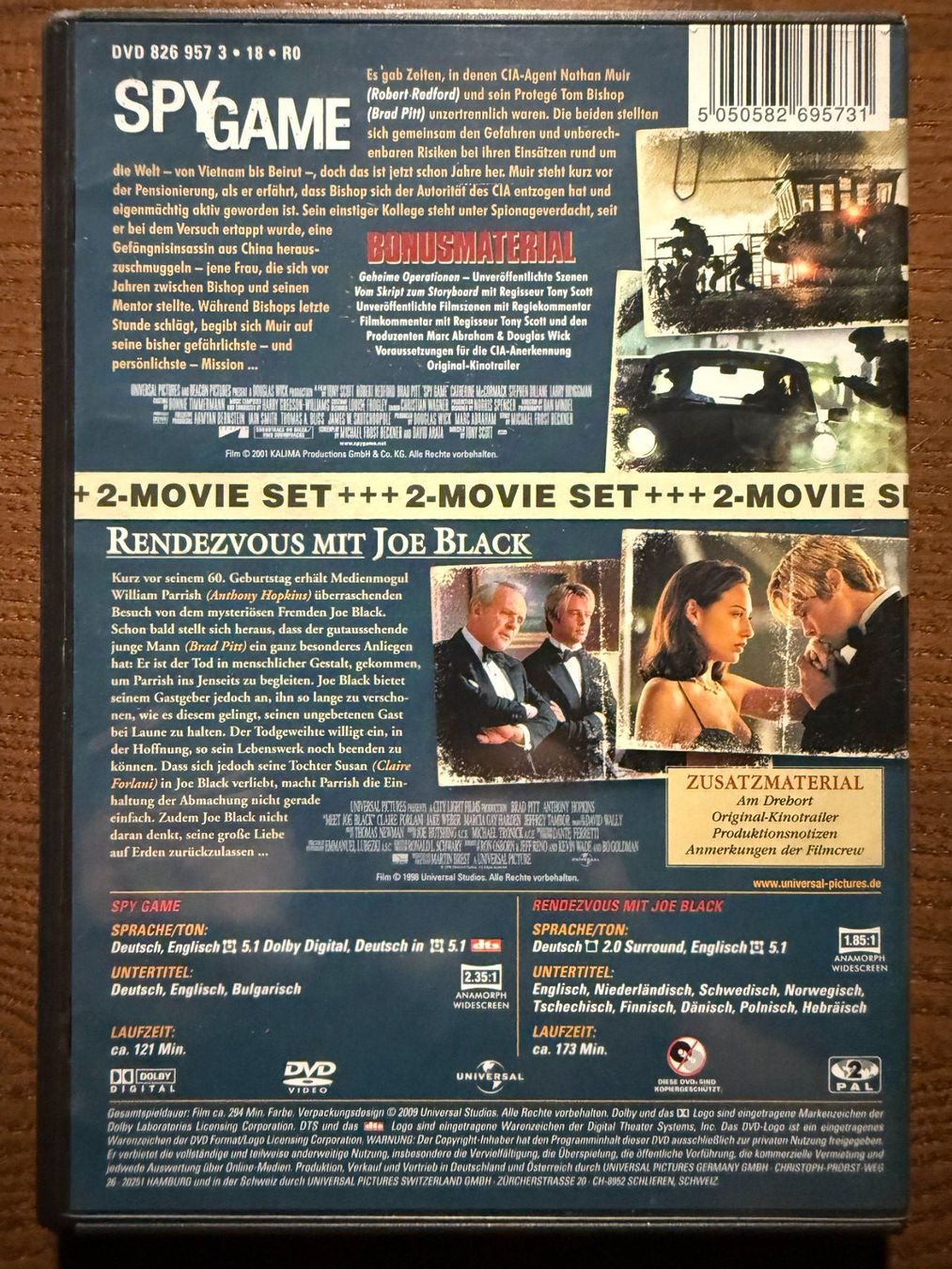 Tutti i DVDs: Spy Game & Rendezvous mit Joe Black – Usato da Zürich venduto da FilmFreunde 1