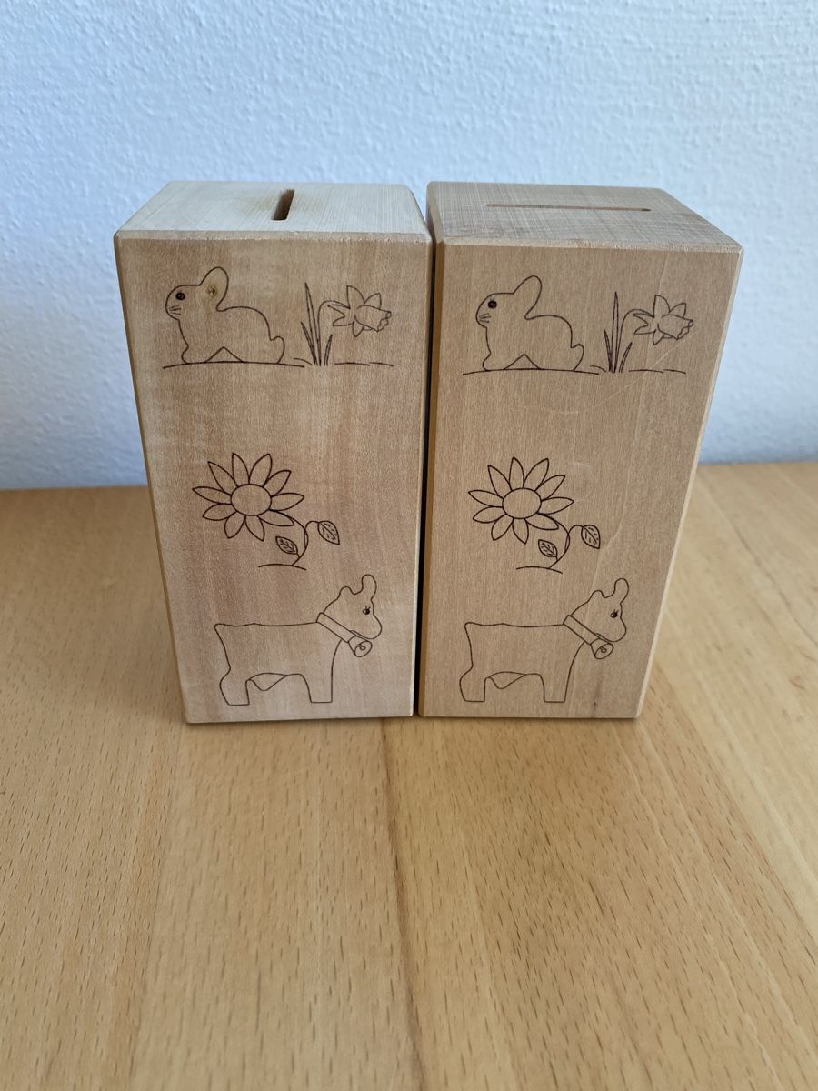 Spardosen: 2 Spardosen/Sparkassen aus Holz – Gebraucht aus Schwarzenburg von Michellu 1