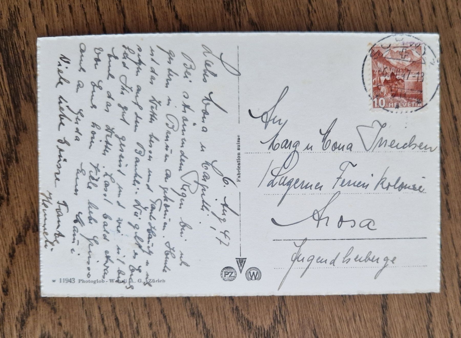Cartoline postali: AK Brunnen nach Arosa 1947 – Usato da Ebikon venduto da Donar50 1