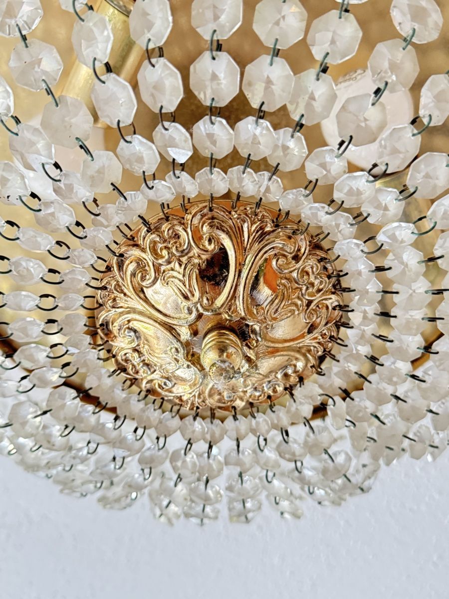 Lampadari & plafoniere: Deckenleuchte Messing mit Kristallbehang 40 cm rund – Usato da Schlieren venduto da Eldi84 2