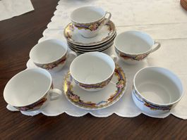 5 tazzine da tè + 6 piattini + zuccheriera Limoges