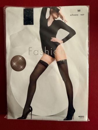 Halterlose Strümpfe Fashion (Migros), Grösse M, mit Glitzer
