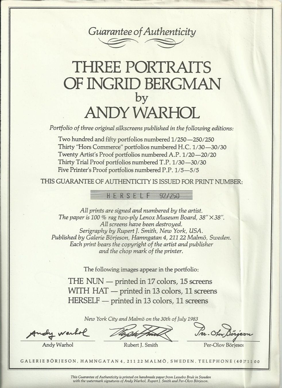 Grafica & Litografie: Andy Warhol,  Ingrid Bergman  Herself 1983 – Usato da Binz venduto da gardenruoute 1