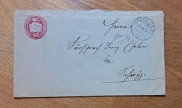Seltener blauer Oberägeri Stempel auf Tüblibrief, 1874