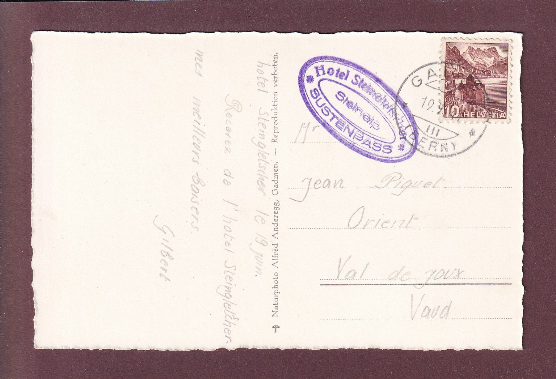 Cartes postales: STEINALP am Sustenpass - Gemse - 1941 – D'occasion à Pully par nicecards 1