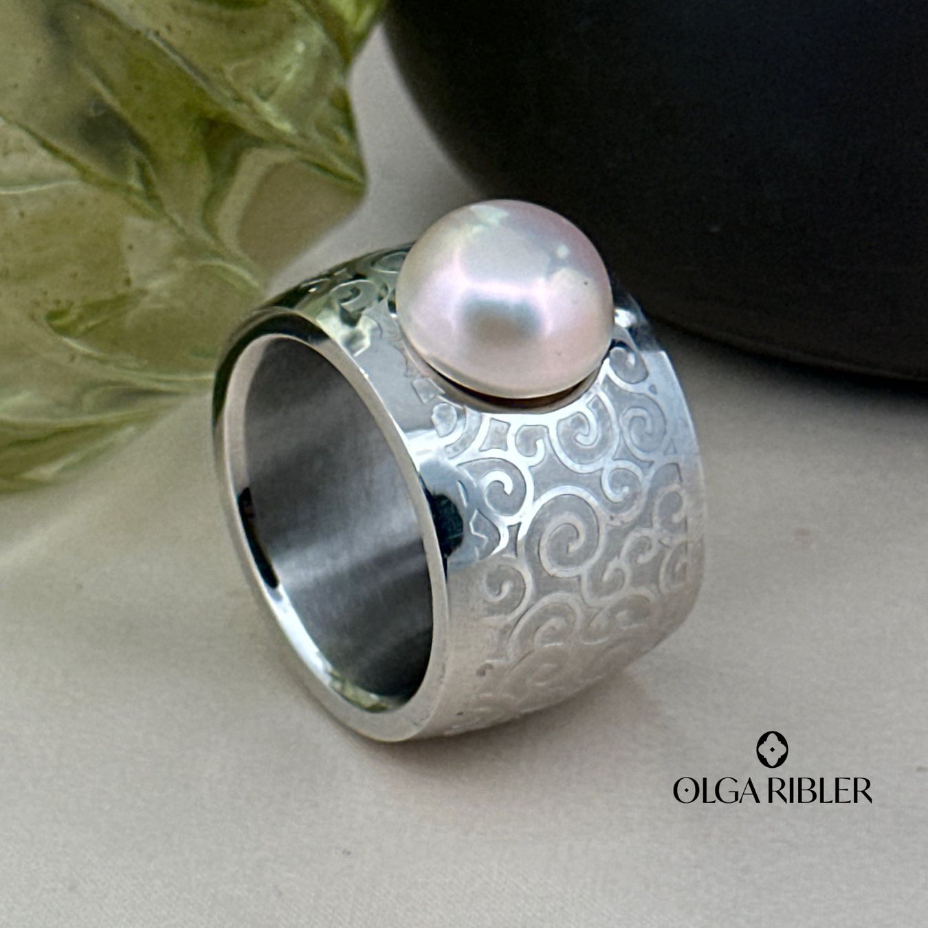 Olga Ribler Anelli: Massiver Ring Edelstahl - mit Perle - Grösse 60 – Nuovo (secondo la descrizione) da Luzern venduto da byolgaribleroutlet 5