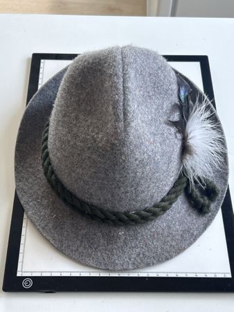 Filzhut Trachtenhut Hut mit Feder Damen Herren grau(I5)