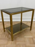 Gradliniger Messing Glas Tisch vintage Beistelltisch 1970er