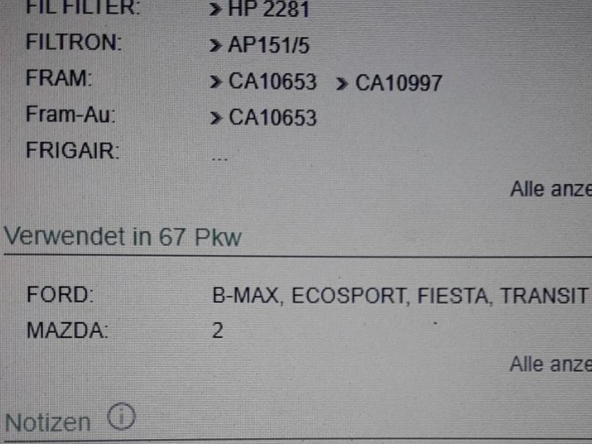 Tutti pezzi di ricambio auto: Luftfilter JAKOPARTS J1323062 Ford / Mazda – Nuovo e nell'imballaggio originale da Flawil venduto da LG-AG_Teilemarkt 2