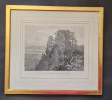 Schloss Manegg gegen Zürich, Aquatinta, gerahmt 33,5 x 30,5