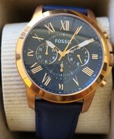 Herrenuhr Fossil Chronograph blau roségold