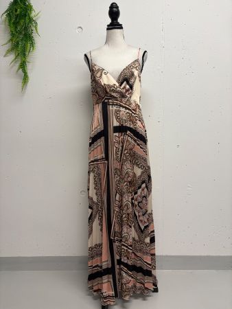 Neues Liu Jo Maxikleid Satin 36 Muster rosa schwarz Kleid
