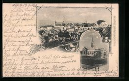 AK Wyl, Ortsansicht und Kirche, 1898